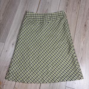 Worthington Green Black Diamond Argyle A Line Skirt Artsy Retro Office Siren S 6